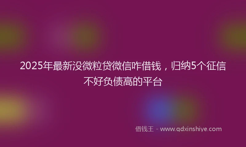 2025年最新没微粒贷微信咋借钱，归纳5个征信不好负债高的平台