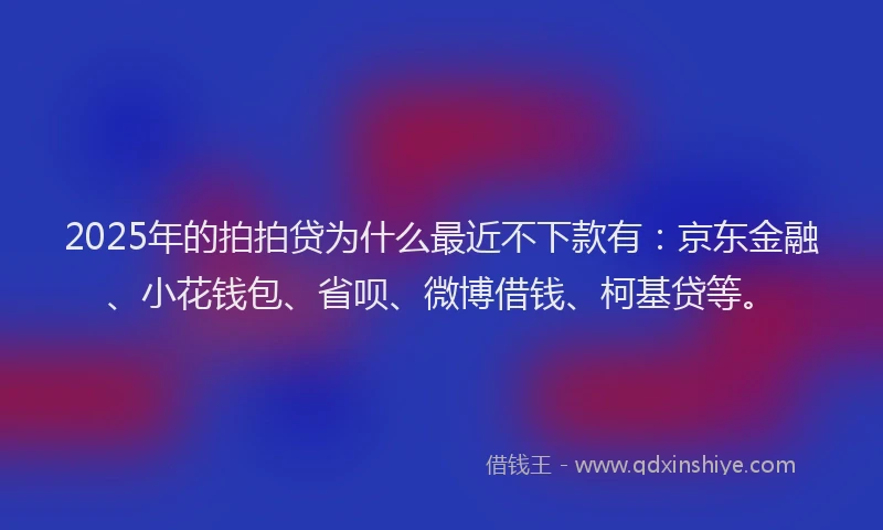 2025年的拍拍贷为什么最近不下款有：京东金融、小花钱包、省呗、微博借钱、柯基贷等。