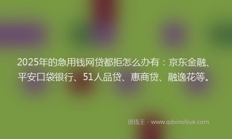 2025年的急用钱网贷都拒怎么办有：京东金融、平安口袋银行、51人品贷、惠商贷、融逸花等。