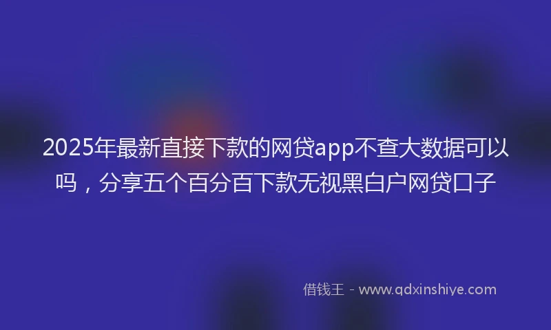 2025年最新直接下款的网贷app不查大数据可以吗，分享五个百分百下款无视黑白户网贷口子
