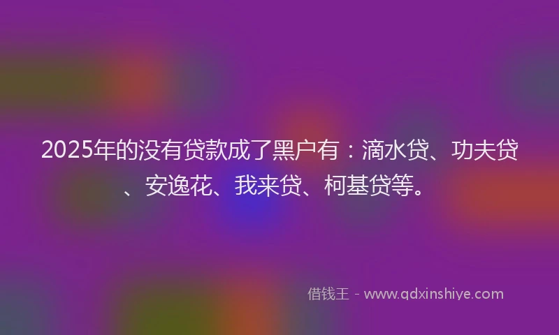 2025年的没有贷款成了黑户有：滴水贷、功夫贷、安逸花、我来贷、柯基贷等。