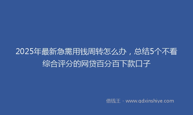 2025年最新急需用钱周转怎么办，总结5个不看综合评分的网贷百分百下款口子