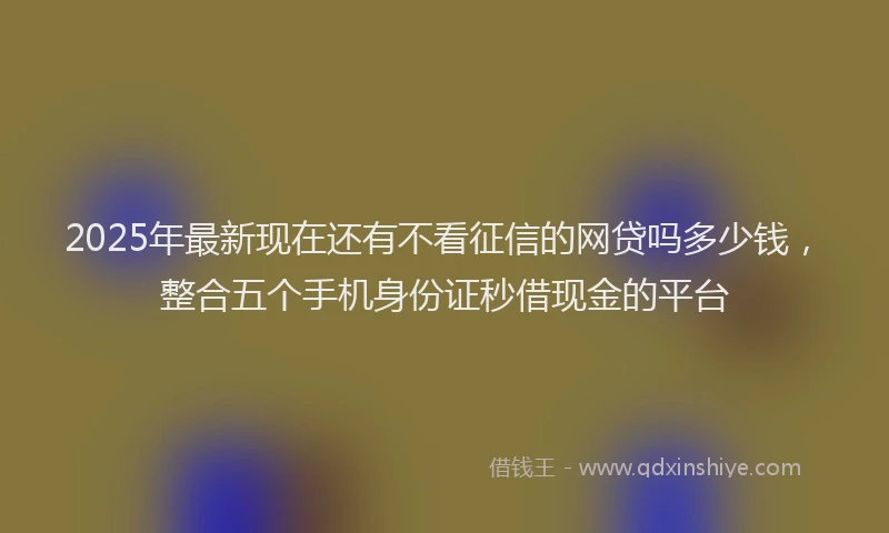 2025年最新现在还有不看征信的网贷吗多少钱，整合五个手机身份证秒借现金的平台