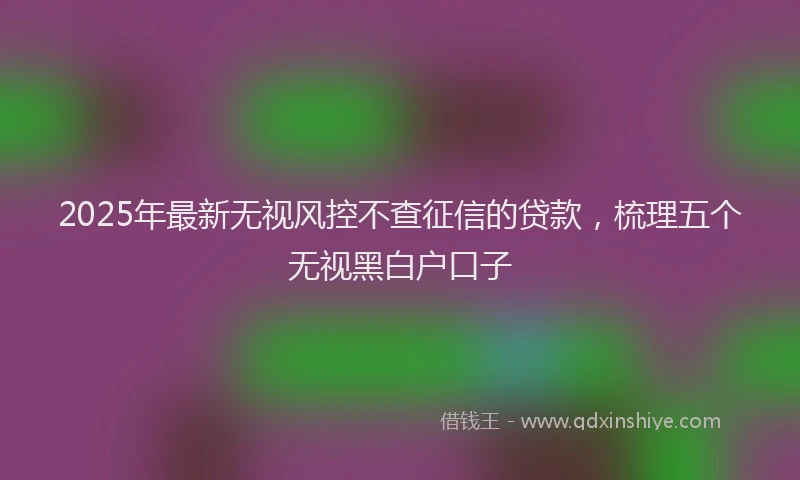 2025年最新无视风控不查征信的贷款，梳理五个无视黑白户口子