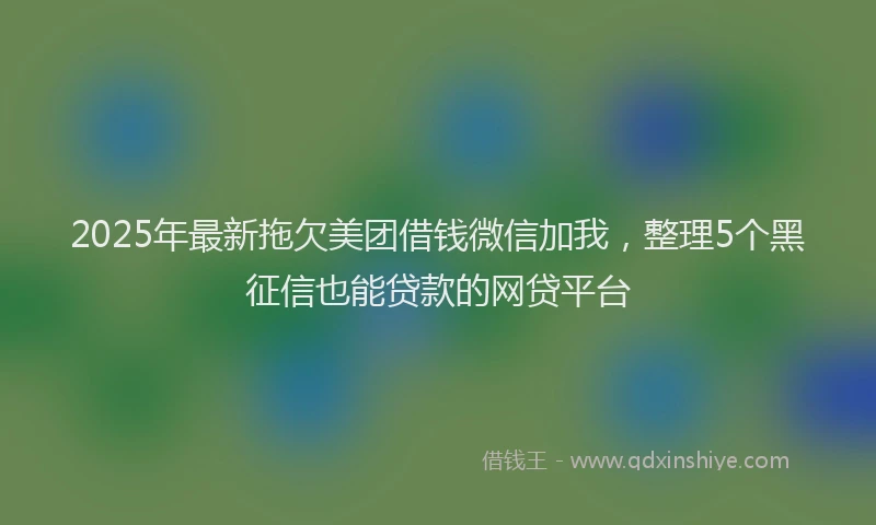 2025年最新拖欠美团借钱微信加我，整理5个黑征信也能贷款的网贷平台