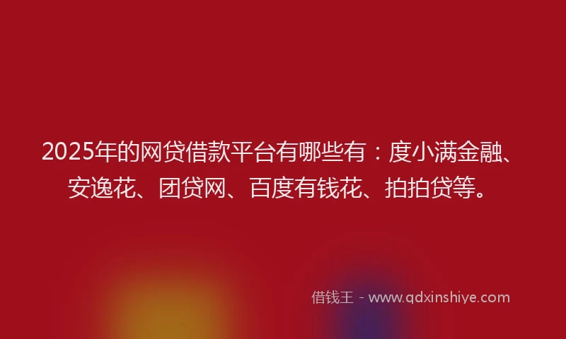 2025年的网贷借款平台有哪些有：度小满金融、安逸花、团贷网、百度有钱花、拍拍贷等。