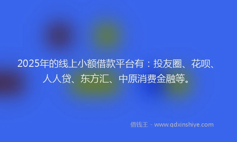 2025年的线上小额借款平台有：投友圈、花呗、人人贷、东方汇、中原消费金融等。