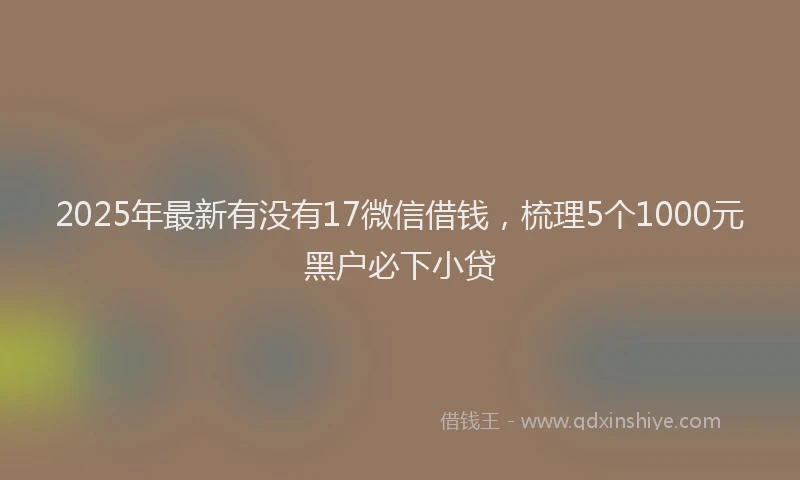 2025年最新有没有17微信借钱，梳理5个1000元黑户必下小贷