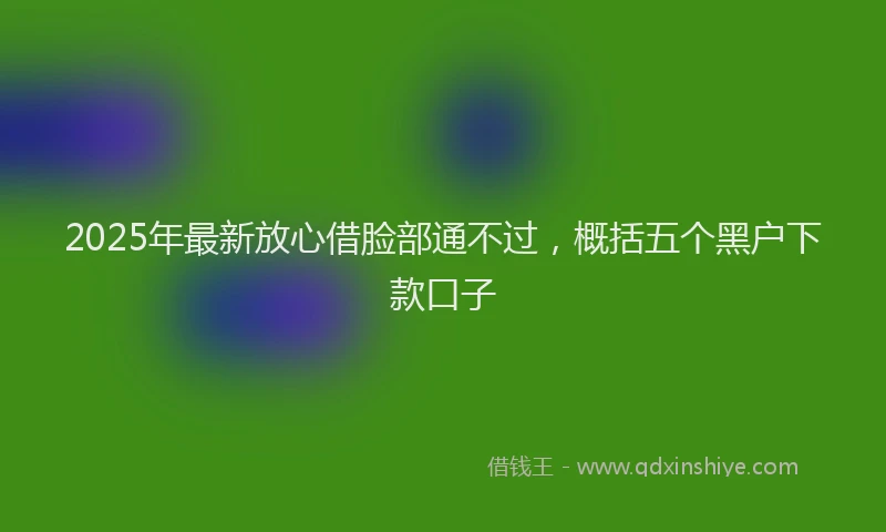 2025年最新放心借脸部通不过，概括五个黑户下款口子