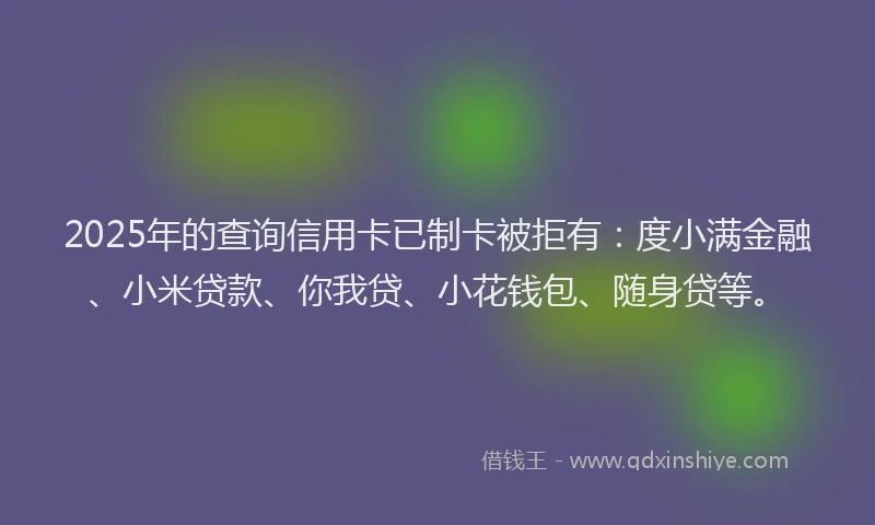2025年的查询信用卡已制卡被拒有：度小满金融、小米贷款、你我贷、小花钱包、随身贷等。