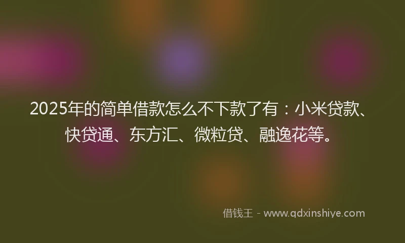 2025年的简单借款怎么不下款了有：小米贷款、快贷通、东方汇、微粒贷、融逸花等。