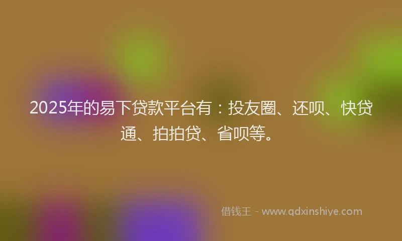 2025年的易下贷款平台有：投友圈、还呗、快贷通、拍拍贷、省呗等。