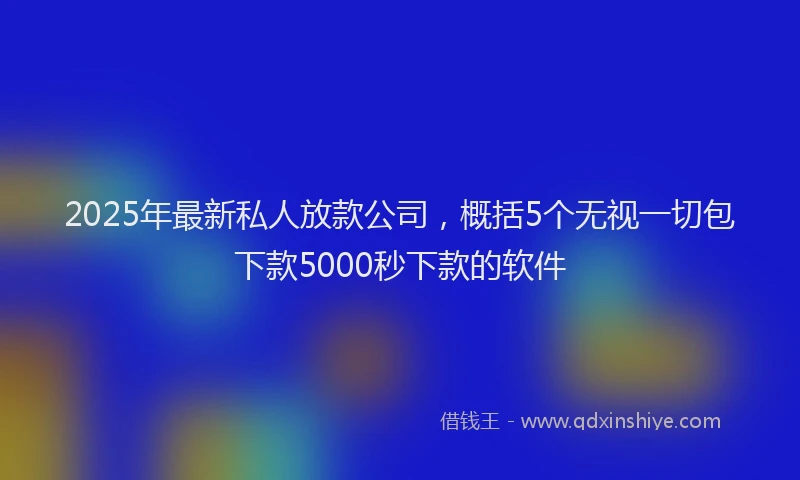 2025年最新私人放款公司，概括5个无视一切包下款5000秒下款的软件
