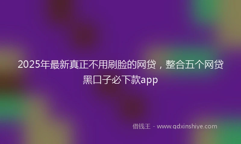 2025年最新真正不用刷脸的网贷，整合五个网贷黑口子必下款app
