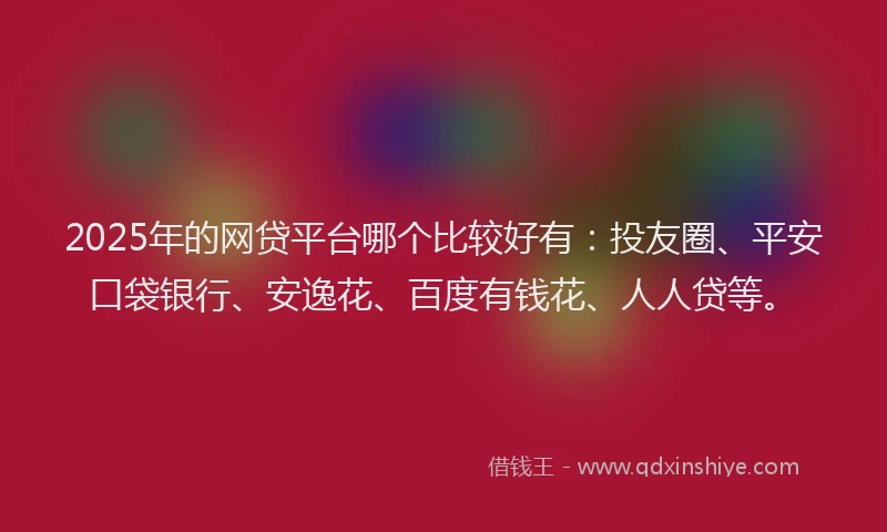 2025年的网贷平台哪个比较好有：投友圈、平安口袋银行、安逸花、百度有钱花、人人贷等。