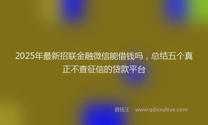 2025年最新招联金融微信能借钱吗，总结五个真正不查征信的贷款平台