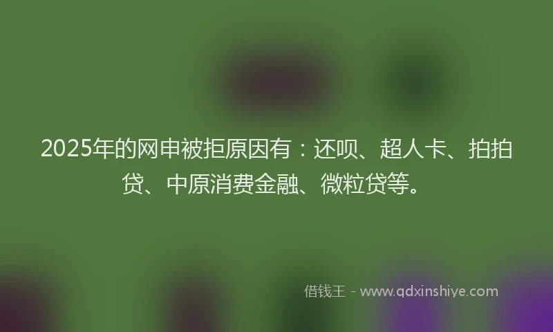 2025年的网申被拒原因有：还呗、超人卡、拍拍贷、中原消费金融、微粒贷等。