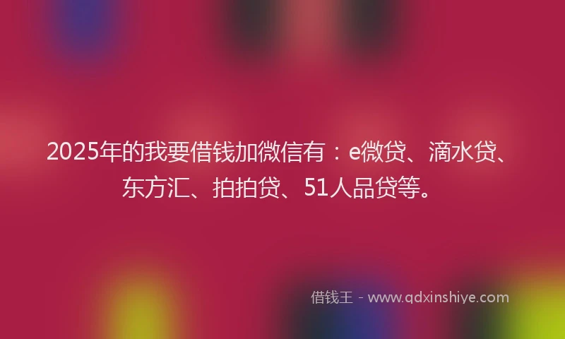 2025年的我要借钱加微信有：e微贷、滴水贷、东方汇、拍拍贷、51人品贷等。
