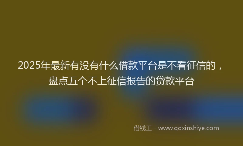2025年最新有没有什么借款平台是不看征信的，盘点五个不上征信报告的贷款平台
