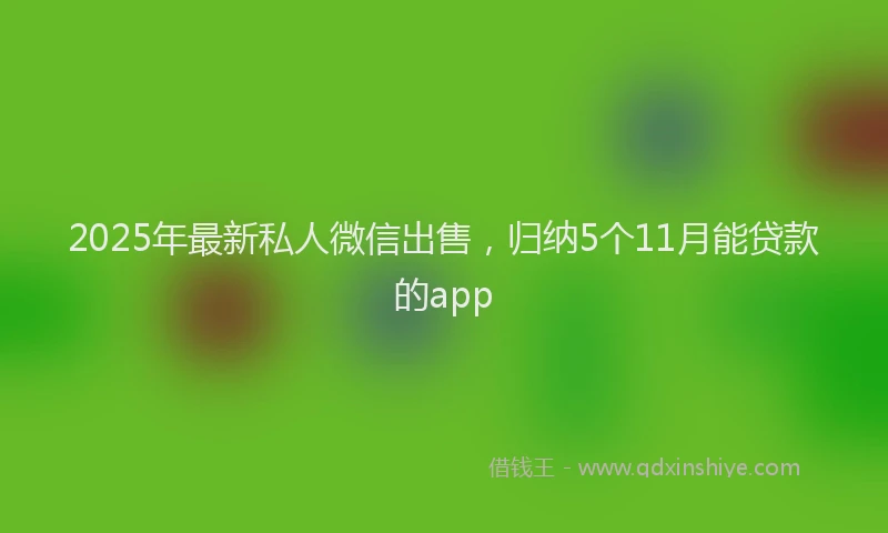 2025年最新私人微信出售，归纳5个11月能贷款的app