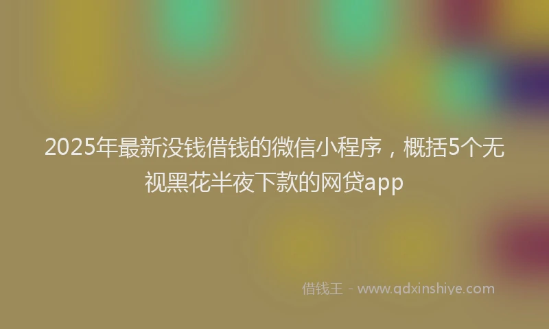 2025年最新没钱借钱的微信小程序，概括5个无视黑花半夜下款的网贷app