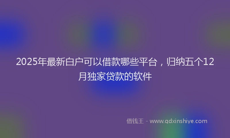 2025年最新白户可以借款哪些平台，归纳五个12月独家贷款的软件