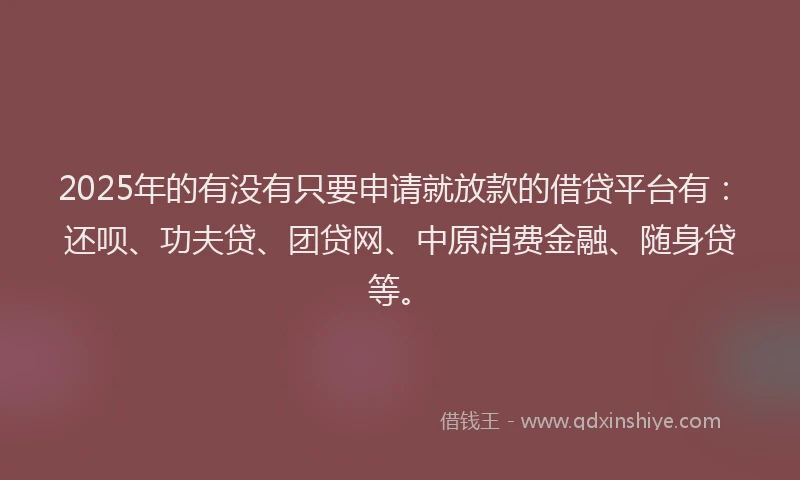 2025年的有没有只要申请就放款的借贷平台有：还呗、功夫贷、团贷网、中原消费金融、随身贷等。