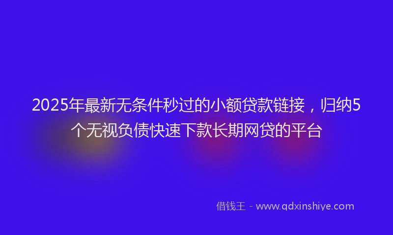 2025年最新无条件秒过的小额贷款链接，归纳5个无视负债快速下款长期网贷的平台