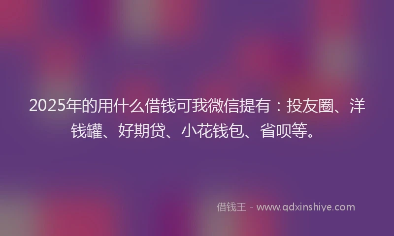 2025年的用什么借钱可我微信提有：投友圈、洋钱罐、好期贷、小花钱包、省呗等。