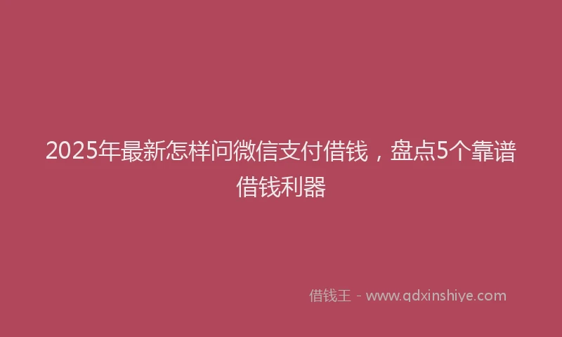 2025年最新怎样问微信支付借钱，盘点5个靠谱借钱利器