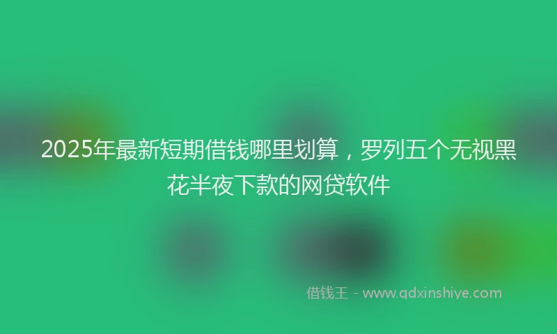 2025年最新短期借钱哪里划算，罗列五个无视黑花半夜下款的网贷软件
