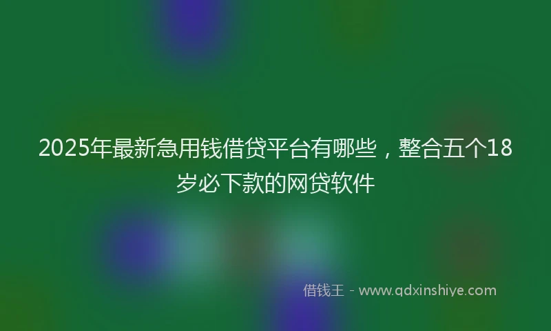 2025年最新急用钱借贷平台有哪些，整合五个18岁必下款的网贷软件