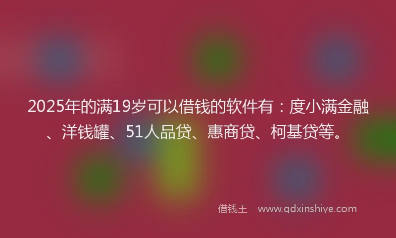 2025年的满19岁可以借钱的软件有：度小满金融、洋钱罐、51人品贷、惠商贷、柯基贷等。