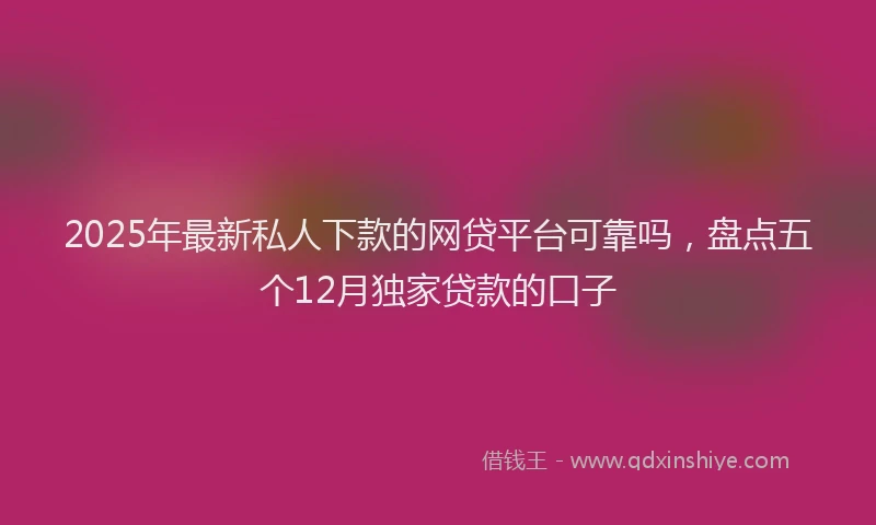 2025年最新私人下款的网贷平台可靠吗，盘点五个12月独家贷款的口子