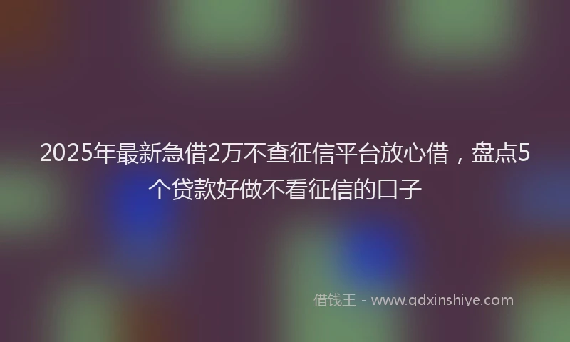 2025年最新急借2万不查征信平台放心借，盘点5个贷款好做不看征信的口子