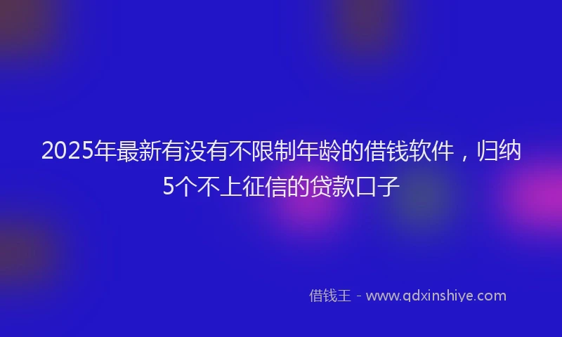 2025年最新有没有不限制年龄的借钱软件，归纳5个不上征信的贷款口子