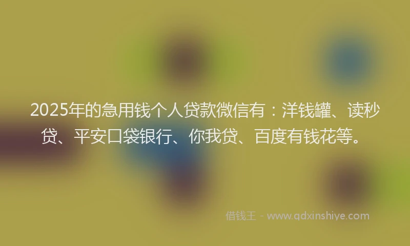 2025年的急用钱个人贷款微信有：洋钱罐、读秒贷、平安口袋银行、你我贷、百度有钱花等。