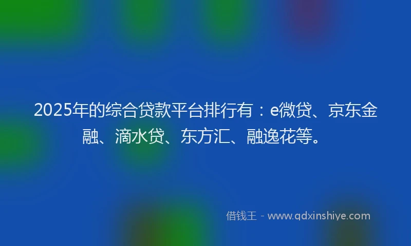 2025年的综合贷款平台排行有：e微贷、京东金融、滴水贷、东方汇、融逸花等。