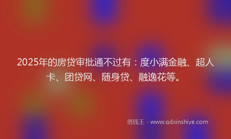 2025年的房贷审批通不过有：度小满金融、超人卡、团贷网、随身贷、融逸花等。
