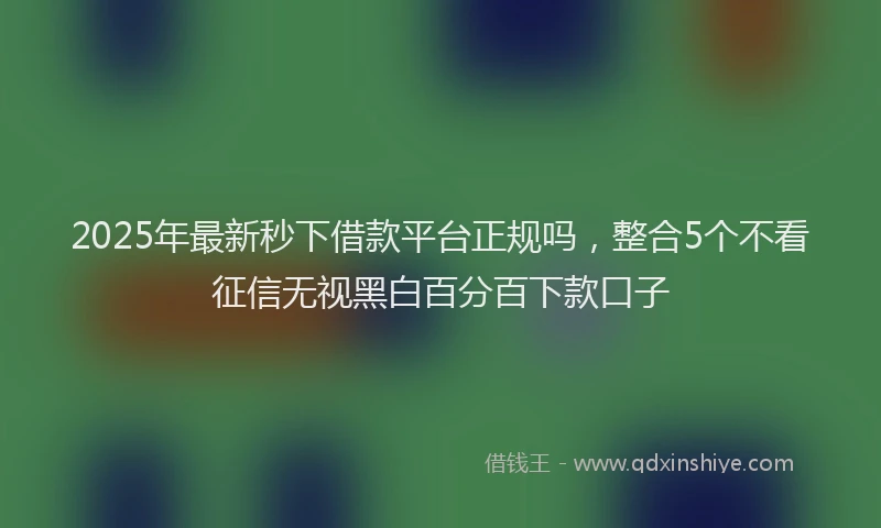 2025年最新秒下借款平台正规吗，整合5个不看征信无视黑白百分百下款口子