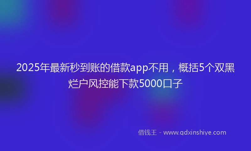 2025年最新秒到账的借款app不用，概括5个双黑烂户风控能下款5000口子