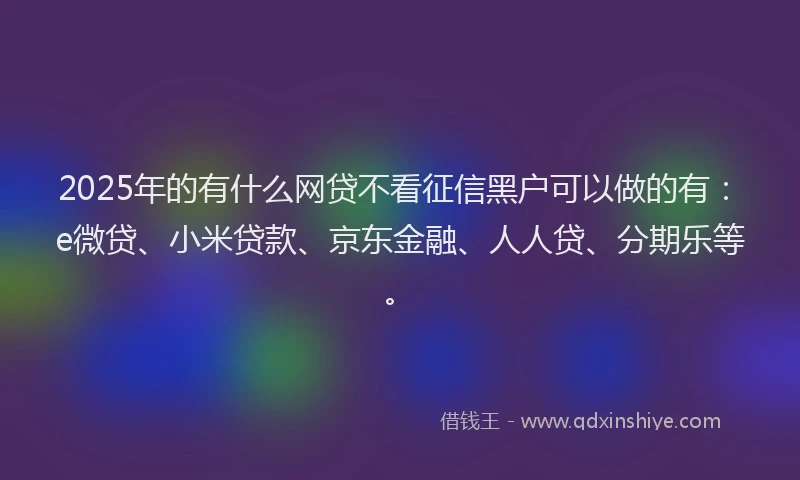 2025年的有什么网贷不看征信黑户可以做的有：e微贷、小米贷款、京东金融、人人贷、分期乐等。