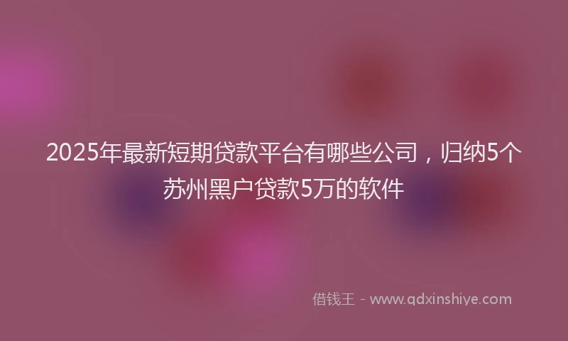 2025年最新短期贷款平台有哪些公司，归纳5个苏州黑户贷款5万的软件