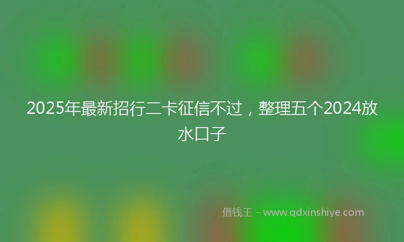 2025年最新招行二卡征信不过，整理五个2024放水口子