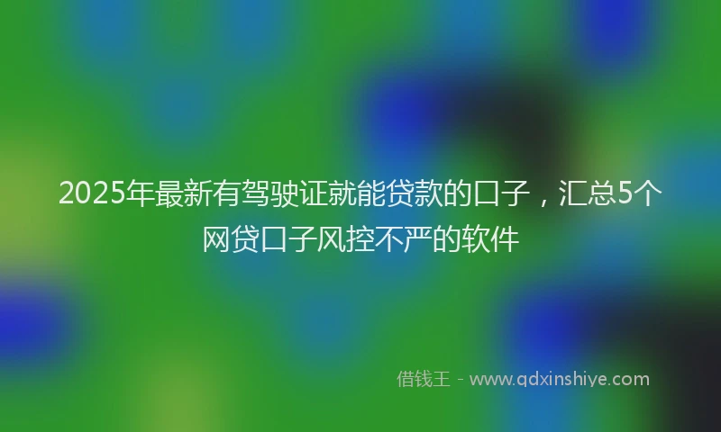 2025年最新有驾驶证就能贷款的口子，汇总5个网贷口子风控不严的软件