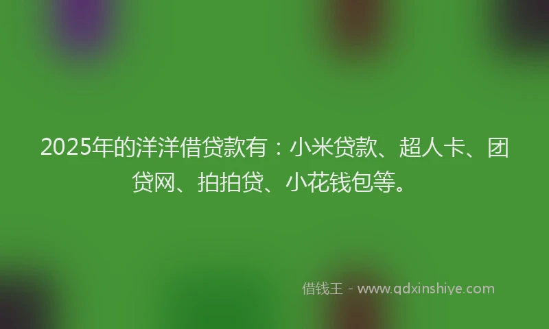 2025年的洋洋借贷款有：小米贷款、超人卡、团贷网、拍拍贷、小花钱包等。