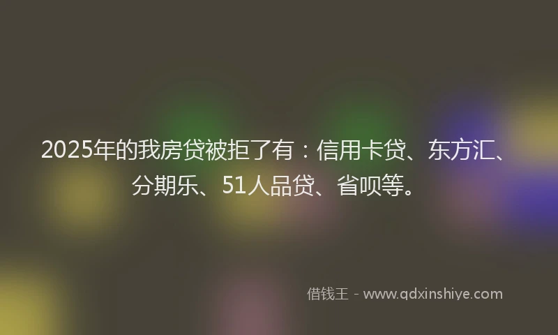 2025年的我房贷被拒了有：信用卡贷、东方汇、分期乐、51人品贷、省呗等。