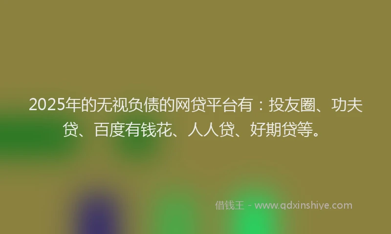 2025年的无视负债的网贷平台有：投友圈、功夫贷、百度有钱花、人人贷、好期贷等。