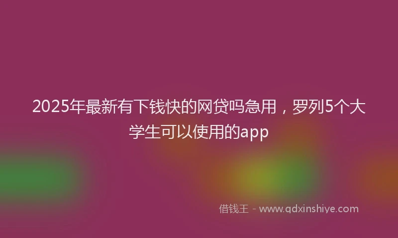 2025年最新有下钱快的网贷吗急用，罗列5个大学生可以使用的app