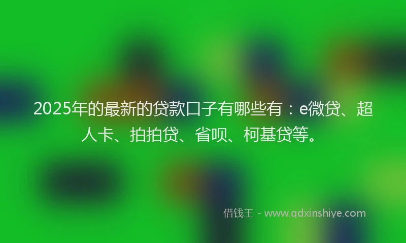 2025年的最新的贷款口子有哪些有：e微贷、超人卡、拍拍贷、省呗、柯基贷等。